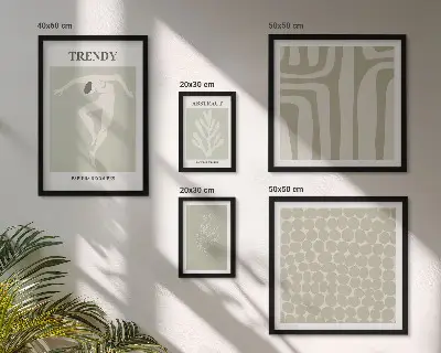 Conjunto de 5 quadros decorativos com estampas de gráficos abstratos elegantes em verde