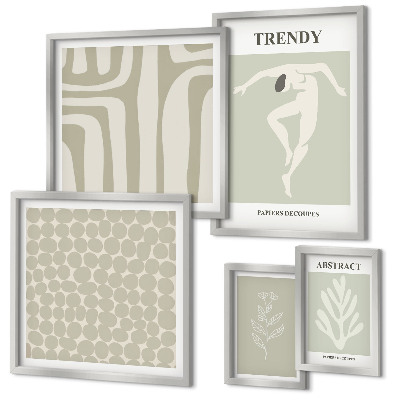 Conjunto de 5 quadros decorativos Gráficos abstratos elegantes em verde
