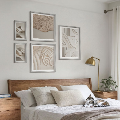 Galeria de parede Estruturas abstratas em tons de bege e branco