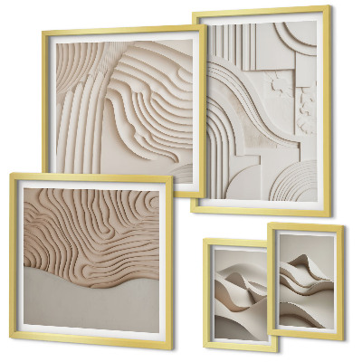 Galeria de parede Estruturas abstratas em tons de bege e branco