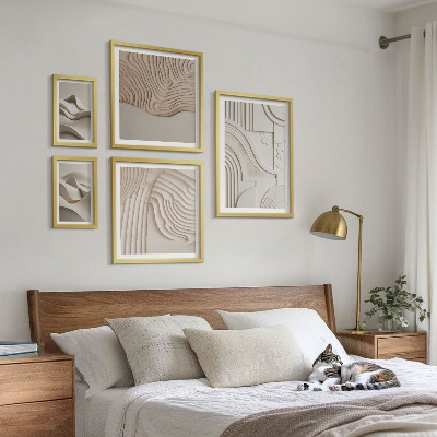 Galeria de parede Estruturas abstratas em tons de bege e branco