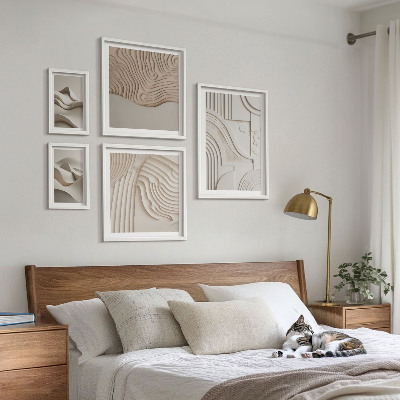 Galeria de parede Estruturas abstratas em tons de bege e branco