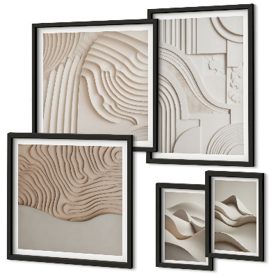 Galeria de parede Estruturas abstratas em tons de bege e branco