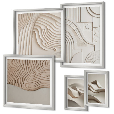 Galeria de parede Estruturas abstratas em tons de bege e branco
