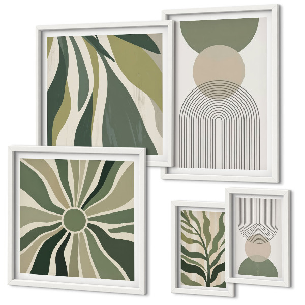 Parede galeria de quadros Abstrações elegantes com vegetação