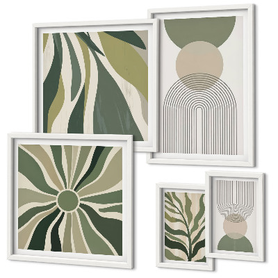 Parede galeria de quadros Abstrações elegantes com vegetação
