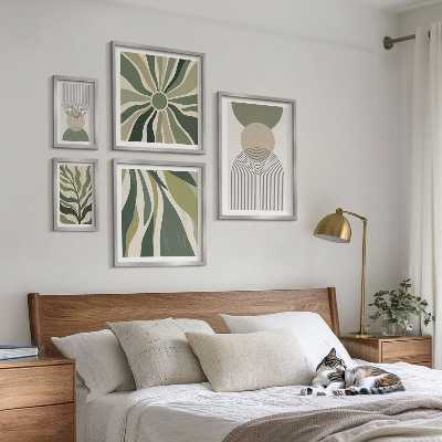 Parede galeria de quadros Abstrações elegantes com vegetação