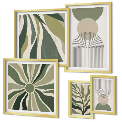 Parede galeria de quadros Abstrações elegantes com vegetação