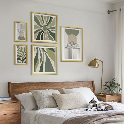 Parede galeria de quadros Abstrações elegantes com vegetação