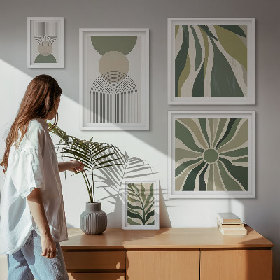 Parede galeria de quadros Abstrações elegantes com vegetação