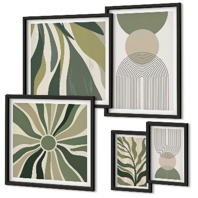 Parede galeria de quadros Abstrações elegantes com vegetação