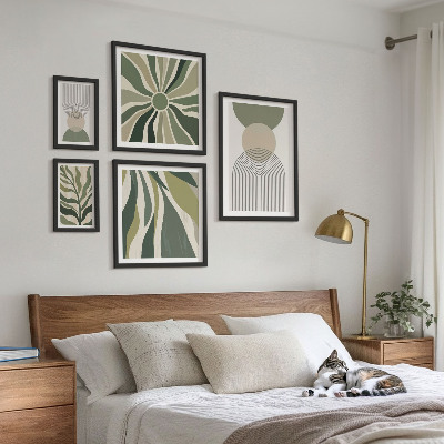 Parede galeria de quadros Abstrações elegantes com vegetação