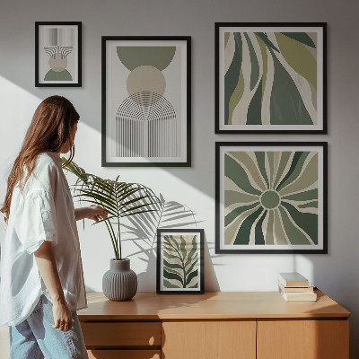 Parede galeria de quadros Abstrações elegantes com vegetação