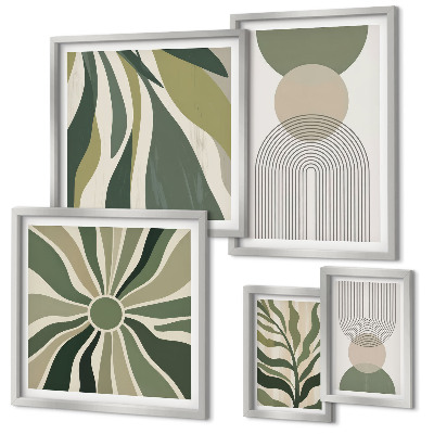 Parede galeria de quadros Abstrações elegantes com vegetação