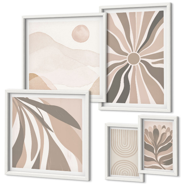 Conjunto de 5 quadros decorativos Composições elegantes da natureza