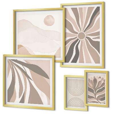Conjunto de 5 quadros decorativos Composições elegantes da natureza