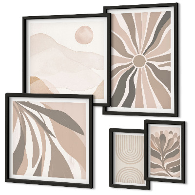 Conjunto de 5 quadros decorativos Composições elegantes da natureza