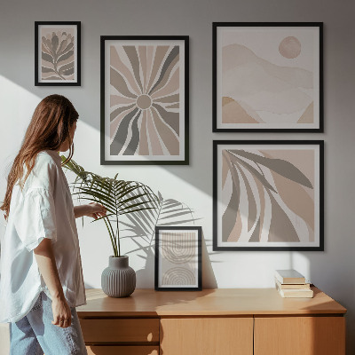Conjunto de 5 quadros decorativos Composições elegantes da natureza