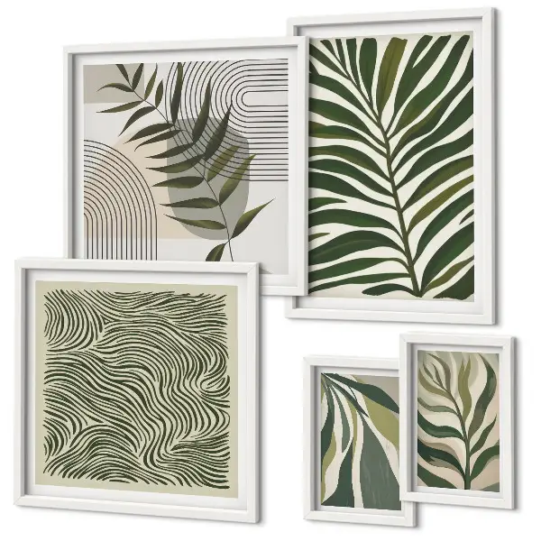 Galeria de quadros para parede com padrões de plantas modernos