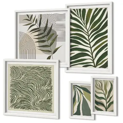 Galeria de quadros para parede com padrões de plantas modernos