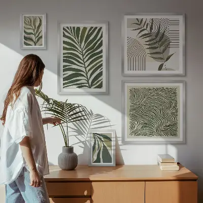 Galeria de quadros para parede com padrões de plantas modernos