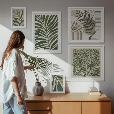 Galeria de quadros para parede com padrões de plantas modernos