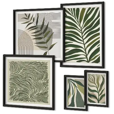 Galeria de quadros para parede com padrões de plantas modernos