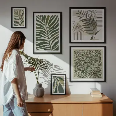 Galeria de quadros para parede com padrões de plantas modernos