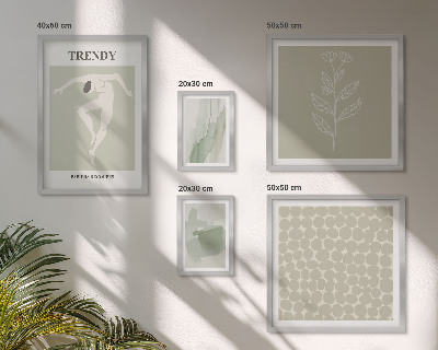 Conjunto de 5 quadros com moldura Gráficos elegantes em tema verde