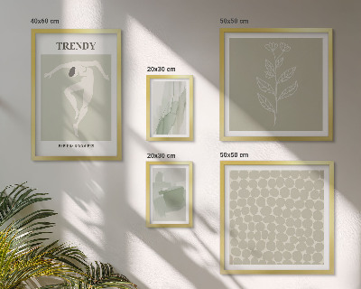 Conjunto de 5 quadros com moldura Gráficos elegantes em tema verde