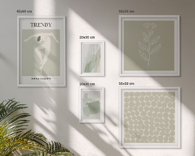 Conjunto de 5 quadros com moldura Gráficos elegantes em tema verde