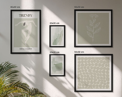 Conjunto de 5 quadros com moldura Gráficos elegantes em tema verde