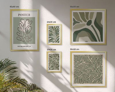 Conjunto de 5 quadros decorativos Formas abstratas de plantas boêmias