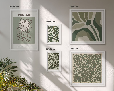 Conjunto de 5 quadros decorativos Formas abstratas de plantas boêmias
