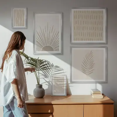 Galeria de quadros para parede decoração elegante com geometria da natureza