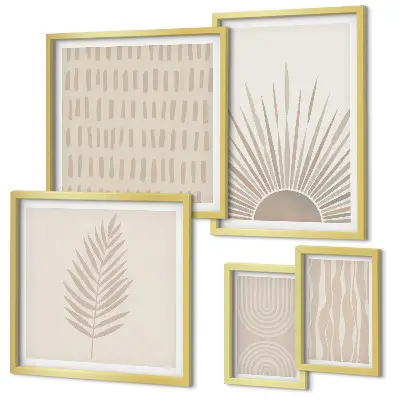 Galeria de quadros para parede decoração elegante com geometria da natureza