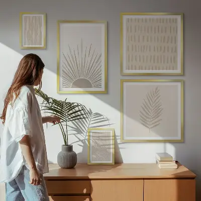 Galeria de quadros para parede decoração elegante com geometria da natureza
