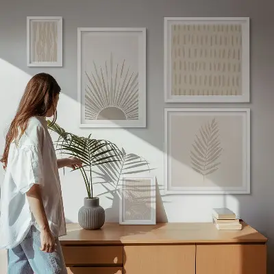 Galeria de quadros para parede decoração elegante com geometria da natureza