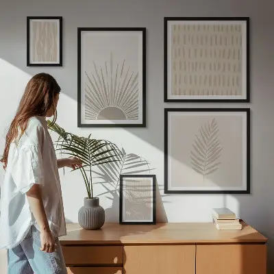 Galeria de quadros para parede decoração elegante com geometria da natureza