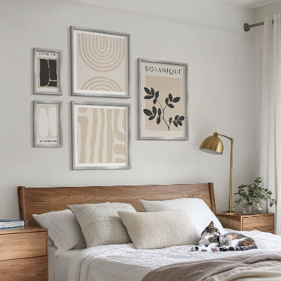 Conjunto de 5 quadros com moldura Gráficos de plantas estilosos