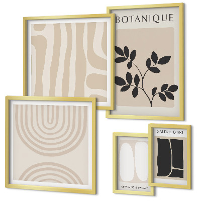 Conjunto de 5 quadros com moldura Gráficos de plantas estilosos