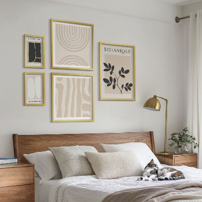 Conjunto de 5 quadros com moldura Gráficos de plantas estilosos