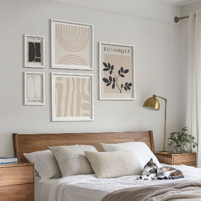 Conjunto de 5 quadros com moldura Gráficos de plantas estilosos