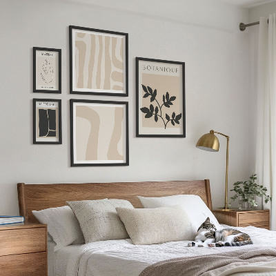 Conjunto de 5 quadros decorativos Gráficos abstratos e elegantes de plantas