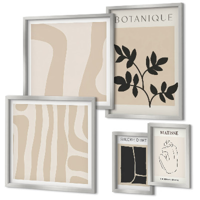 Conjunto de 5 quadros decorativos Gráficos abstratos e elegantes de plantas