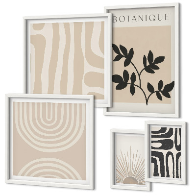 Parede galeria de quadros Motivos vegetais neutros e elegantes