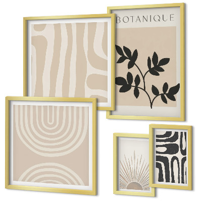 Parede galeria de quadros Motivos vegetais neutros e elegantes