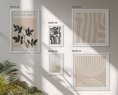 Parede galeria de quadros Motivos vegetais neutros e elegantes
