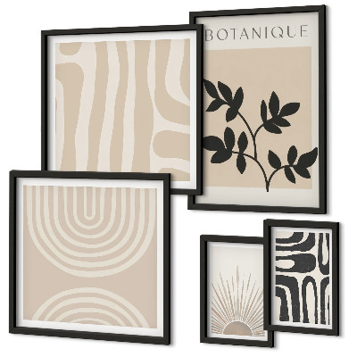 Parede galeria de quadros Motivos vegetais neutros e elegantes