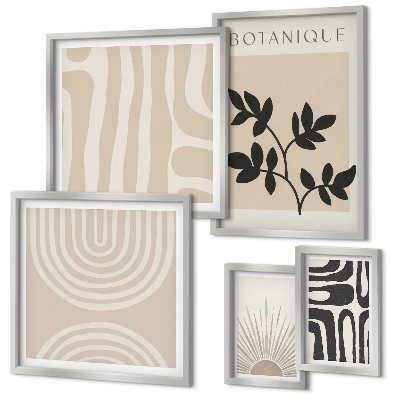 Parede galeria de quadros Motivos vegetais neutros e elegantes
